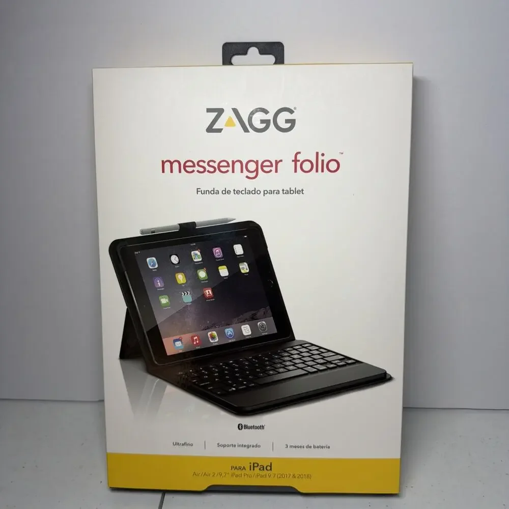 ZAGG Messenger Folio Bluetooth Keyboard Case for iPad 9.7” New Open Box